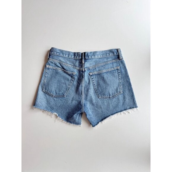 AGOLDE Parker Long Skywave High Rise Denim Cut Off Shorts, Size 30 - Picture 9 of 13